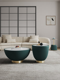 Anderson Coffee Table, End Table 1.0 and End Table 2.0 in Green (set of 3) - Ornate Home