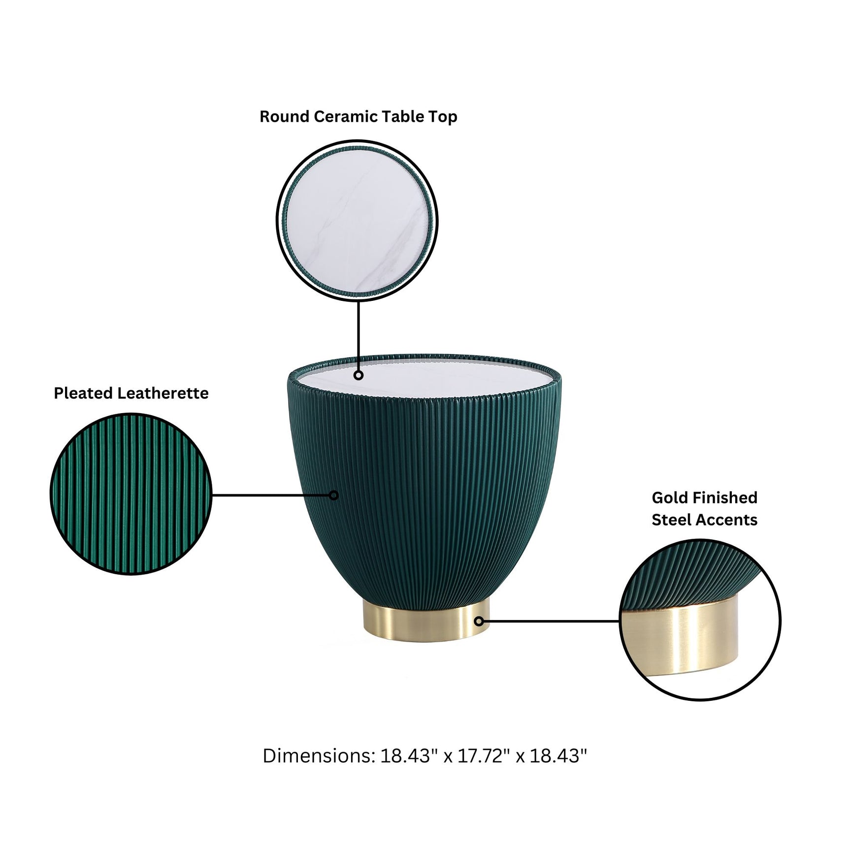 Anderson Coffee Table, End Table 1.0 and End Table 2.0 in Green (set of 3) - Ornate Home