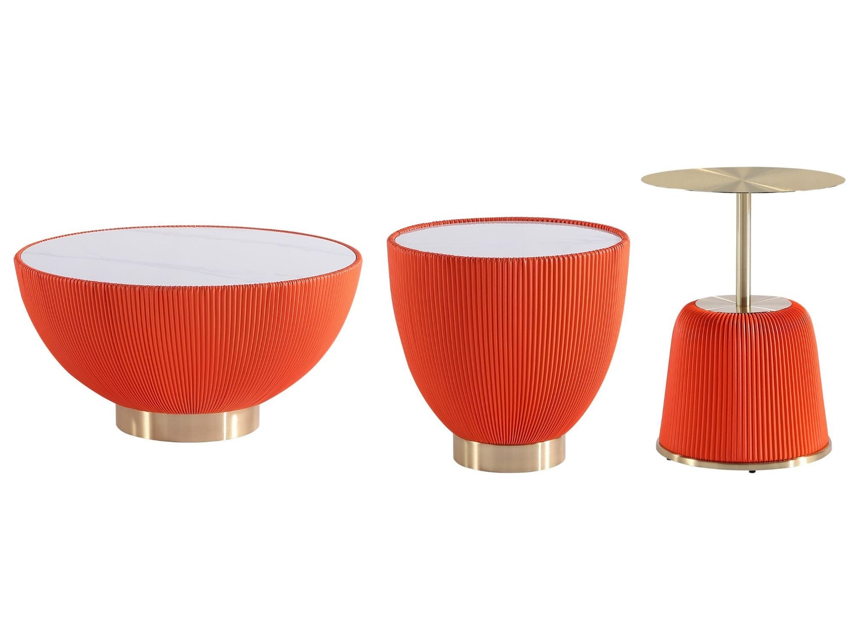 Anderson Coffee Table, End Table 1.0 and End Table 2.0 in Orange (set of 3) - Ornate Home