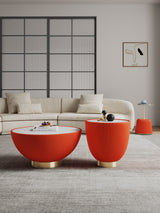 Anderson Coffee Table, End Table 1.0 and End Table 2.0 in Orange (set of 3) - Ornate Home