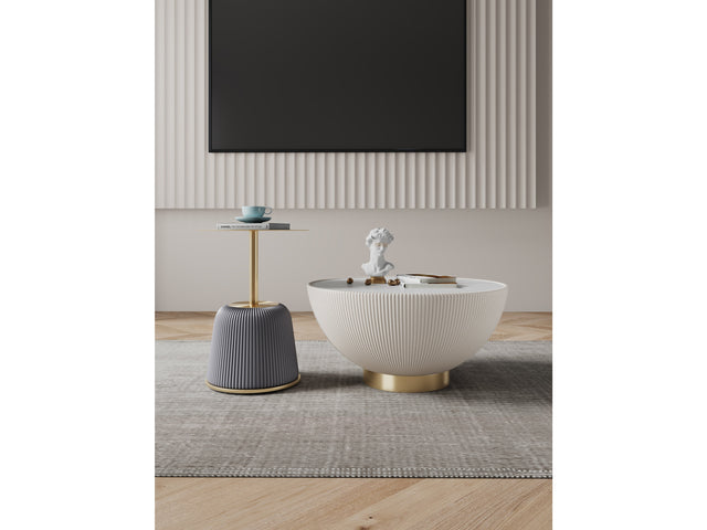 Anderson Coffee Table and End Table 1.0 in Cream and Grey (set of 2) - Ornate Home