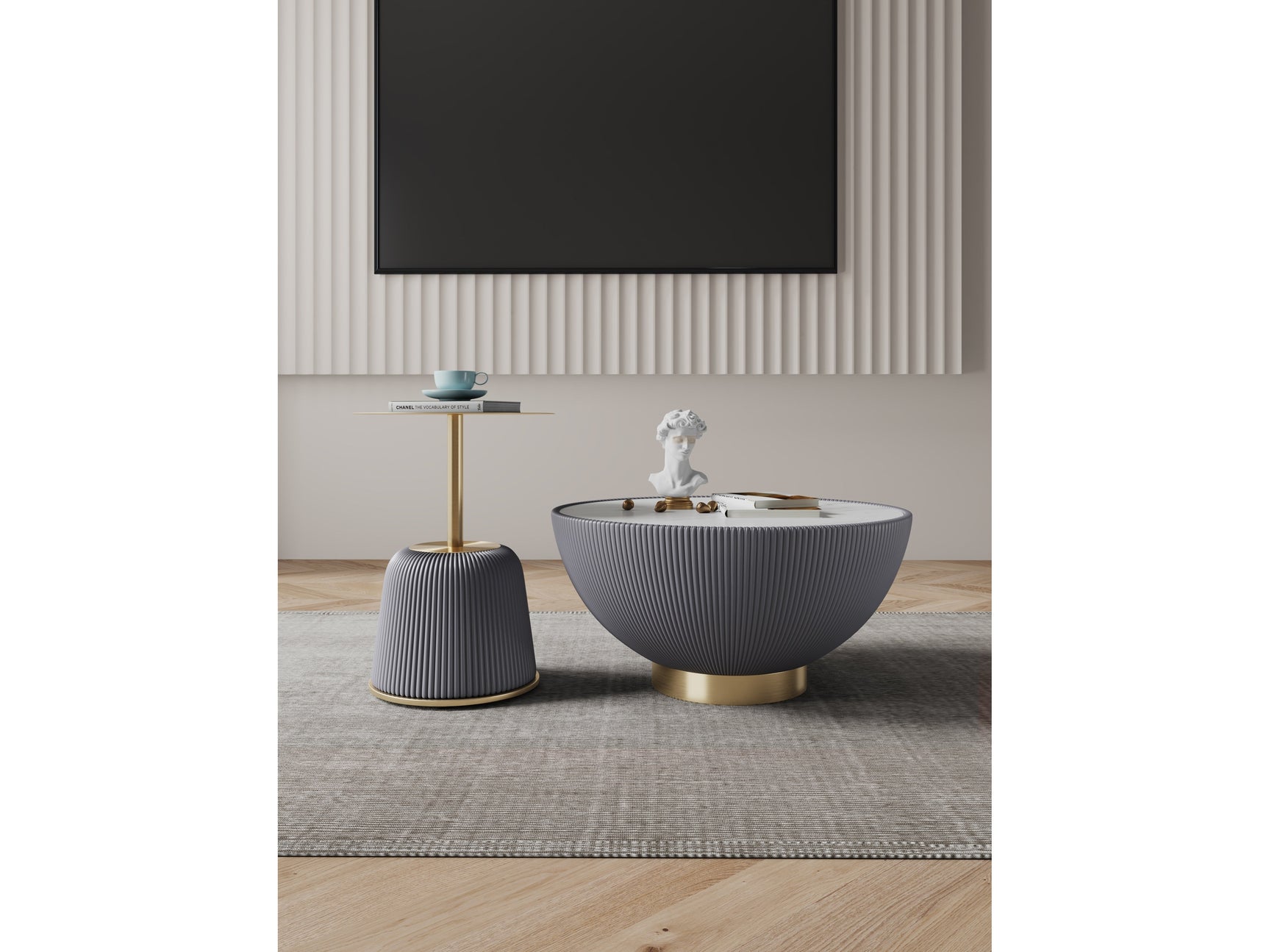 Anderson Coffee Table and End Table 1.0 in Grey (set of 2) - Ornate Home