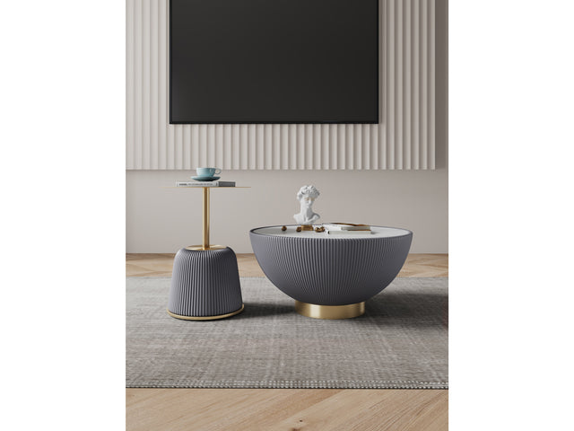 Anderson Coffee Table and End Table 1.0 in Grey (set of 2) - Ornate Home