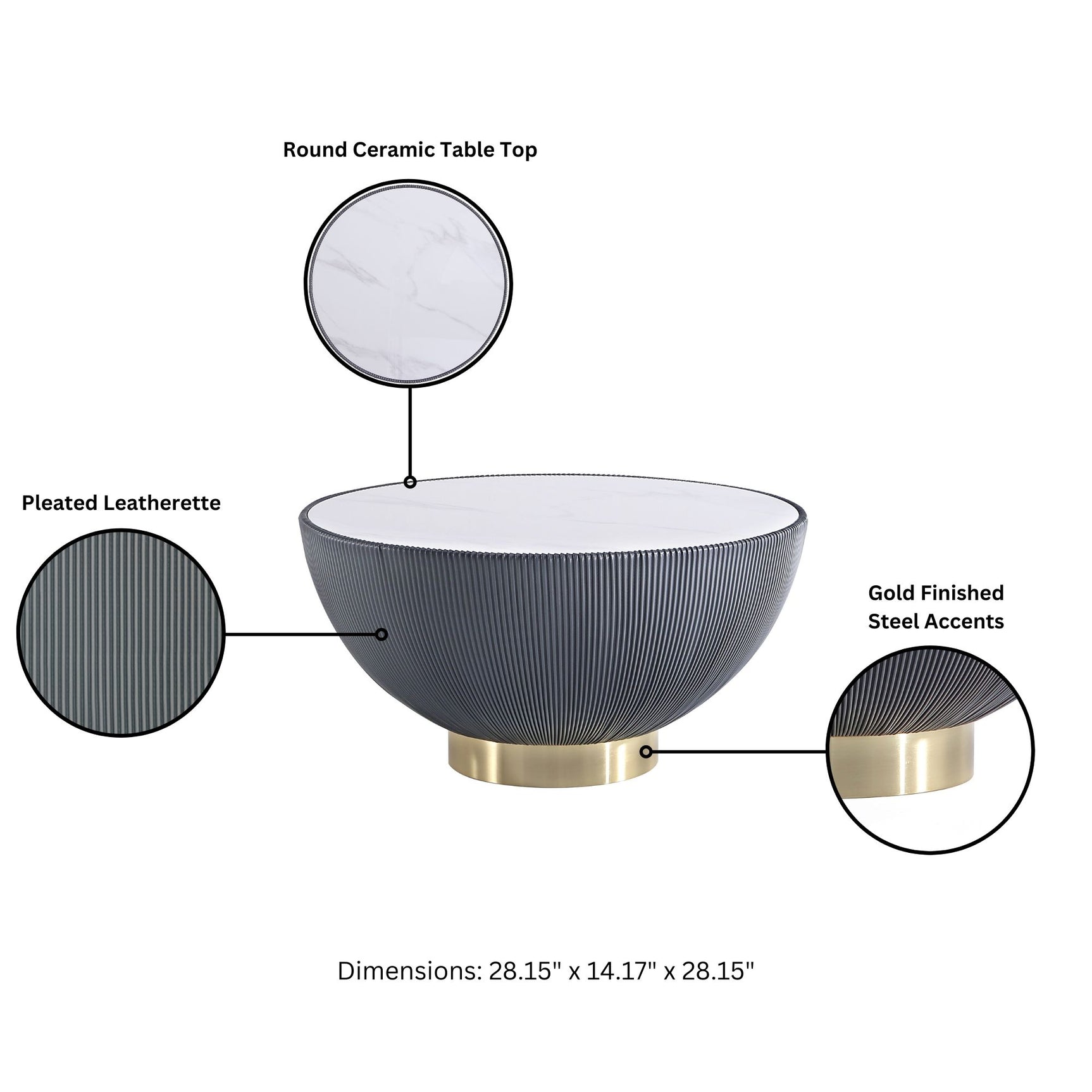 Anderson Coffee Table and End Table 1.0 in Grey (set of 2) - Ornate Home