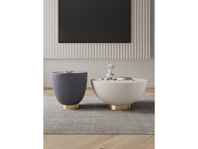Anderson Coffee Table and End Table 2.0 in Cream and Grey (set of 2) - Ornate Home