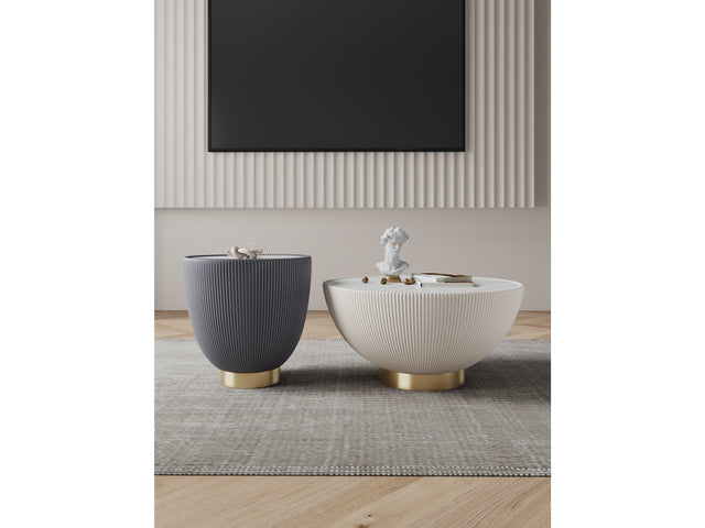 Anderson Coffee Table and End Table 2.0 in Cream and Grey (set of 2) - Ornate Home