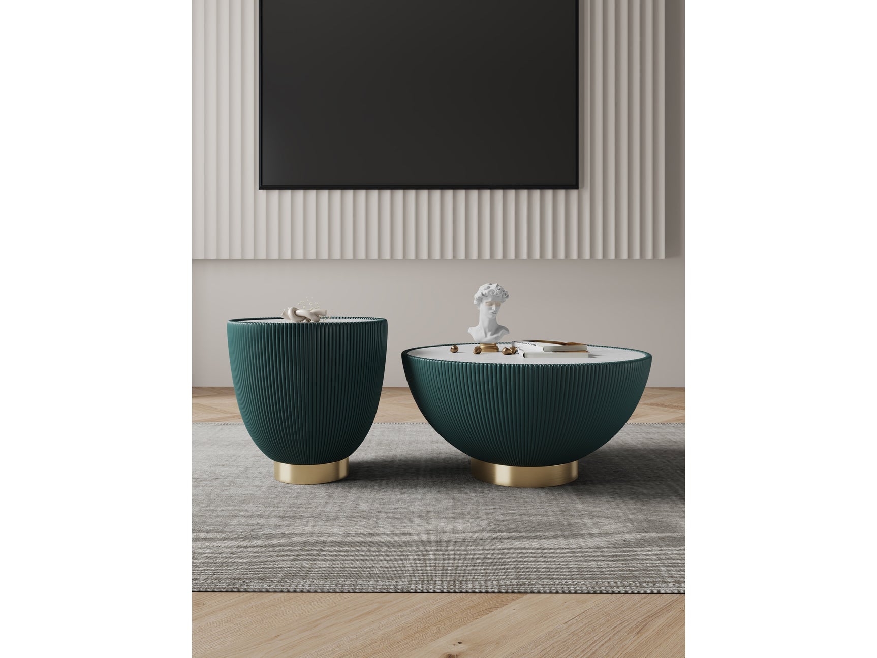 Anderson Coffee Table and End Table 2.0 in Green (set of 2) - Ornate Home