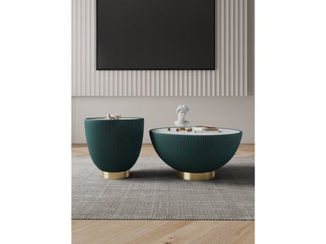 Anderson Coffee Table and End Table 2.0 in Green (set of 2) - Ornate Home