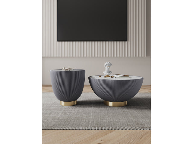 Anderson Coffee Table and End Table 2.0 in Grey (set of 2) - Ornate Home