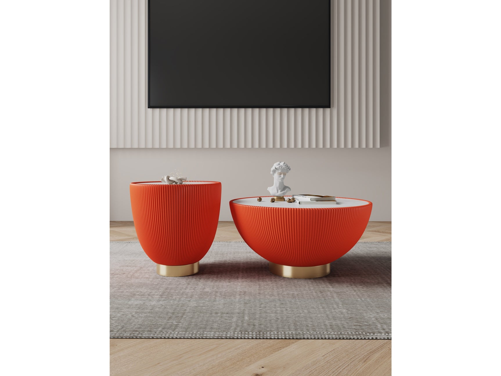 Anderson Coffee Table and End Table 2.0 in Orange (set of 2) - Ornate Home