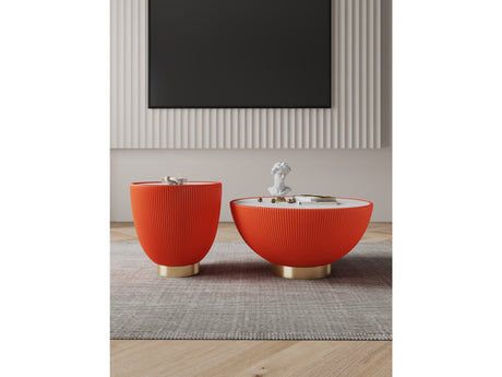 Anderson Coffee Table and End Table 2.0 in Orange (set of 2) - Ornate Home