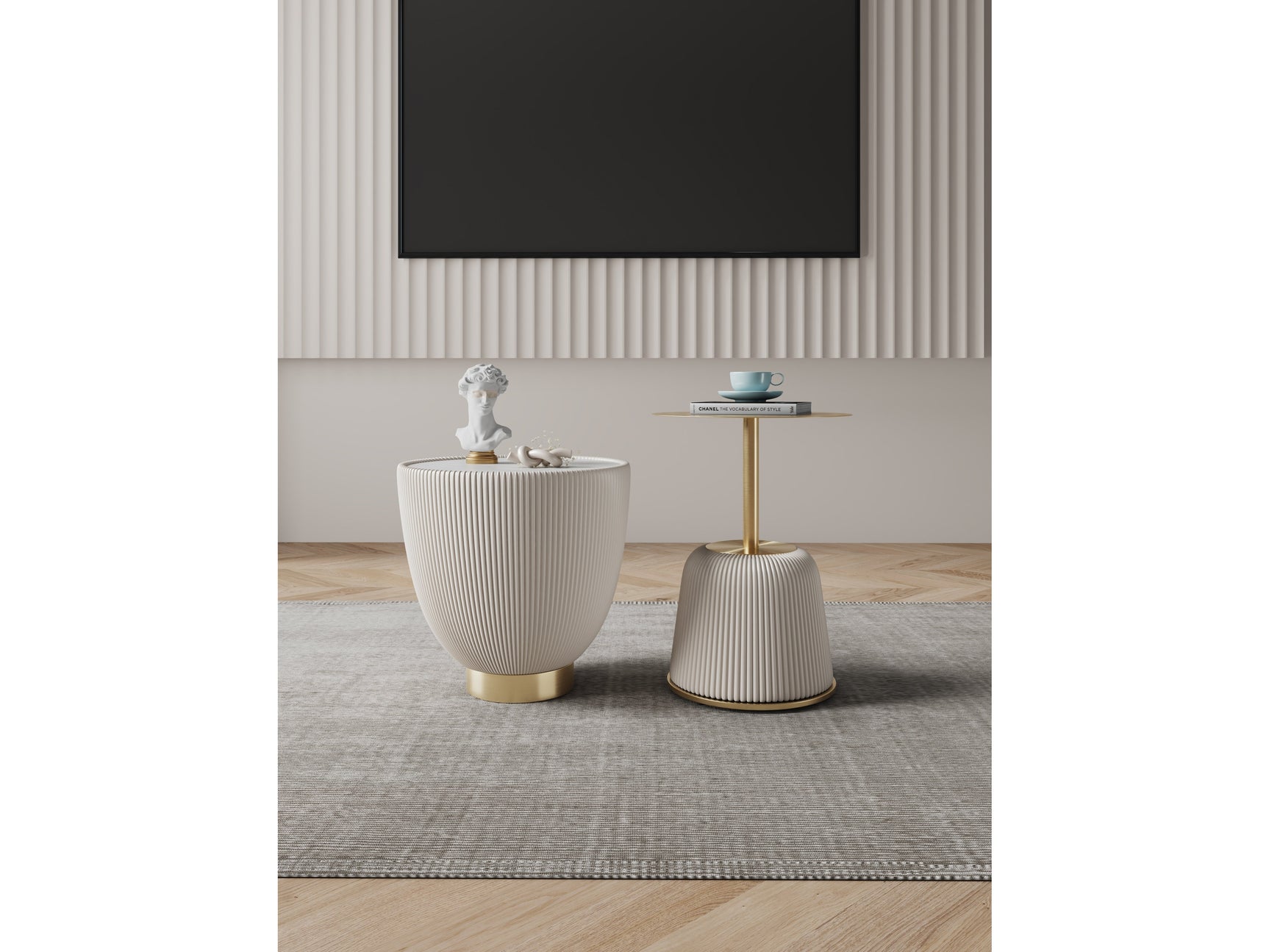 Anderson End Table 1.0 and End Table 2.0 in Cream (set of 2) - Ornate Home