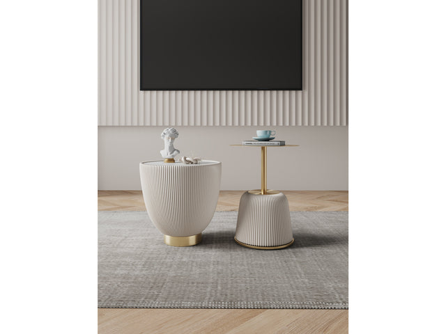 Anderson End Table 1.0 and End Table 2.0 in Cream (set of 2) - Ornate Home