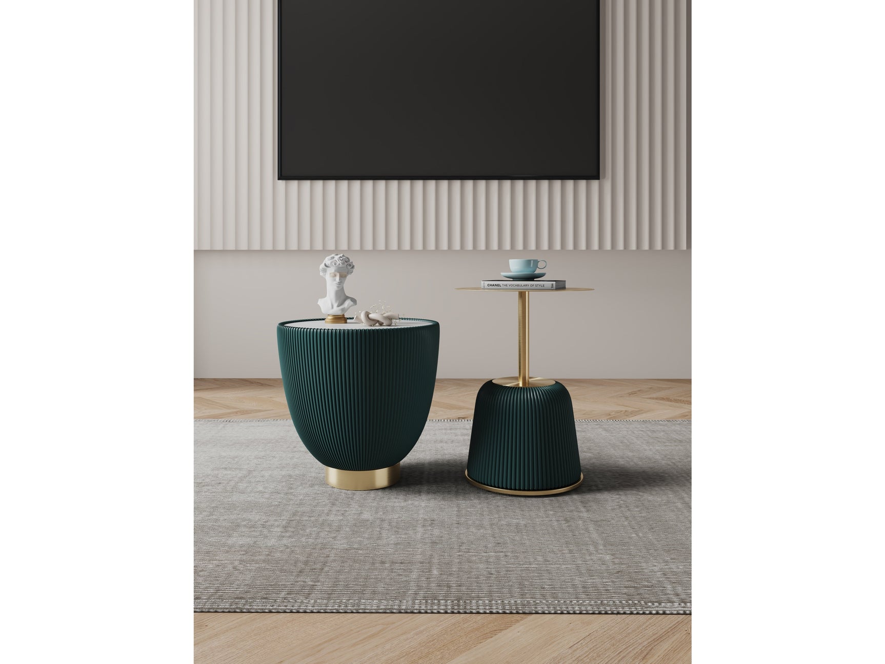 Anderson End Table 1.0 and End Table 2.0 in Green (set of 2) - Ornate Home