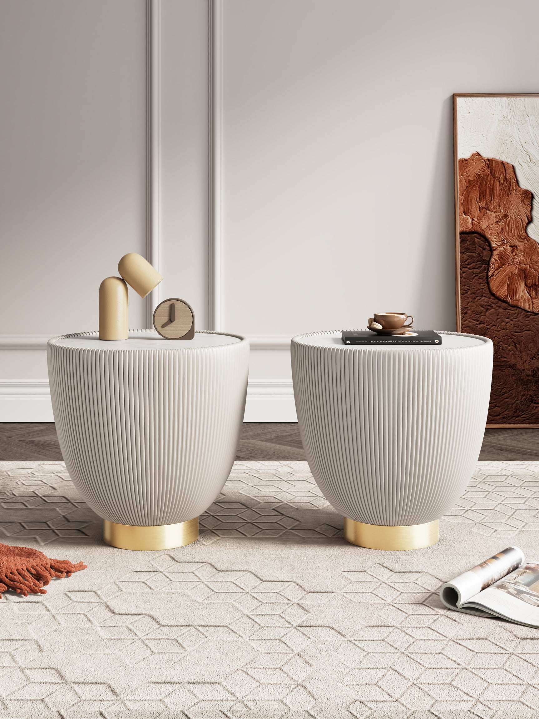 Anderson End Table 2.0 in Cream (Set of 2) - Ornate Home