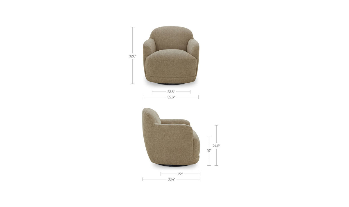 Andi Mellow Jute Swivel Chair - Ornate Home