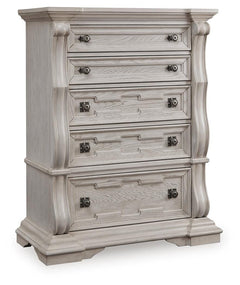 Andonhall Antique White Chest of Drawers - Ornate Home