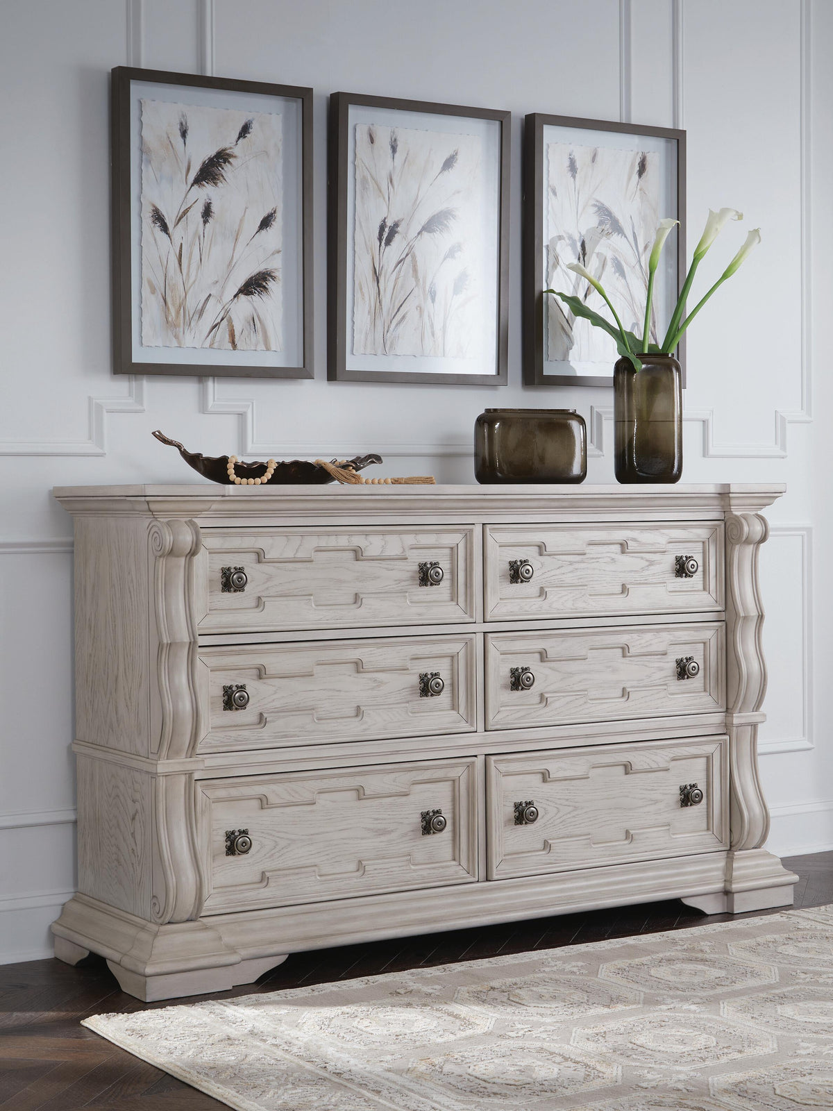 Andonhall Antique White Dresser (Online Special Price) - Ornate Home