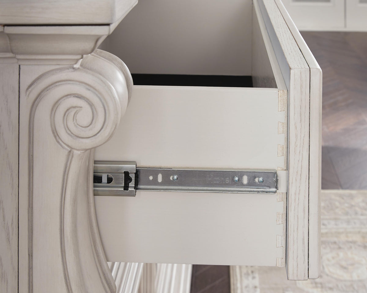 Andonhall Antique White Dresser and Mirror - Ornate Home