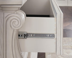 Andonhall Antique White Dresser and Mirror - Ornate Home