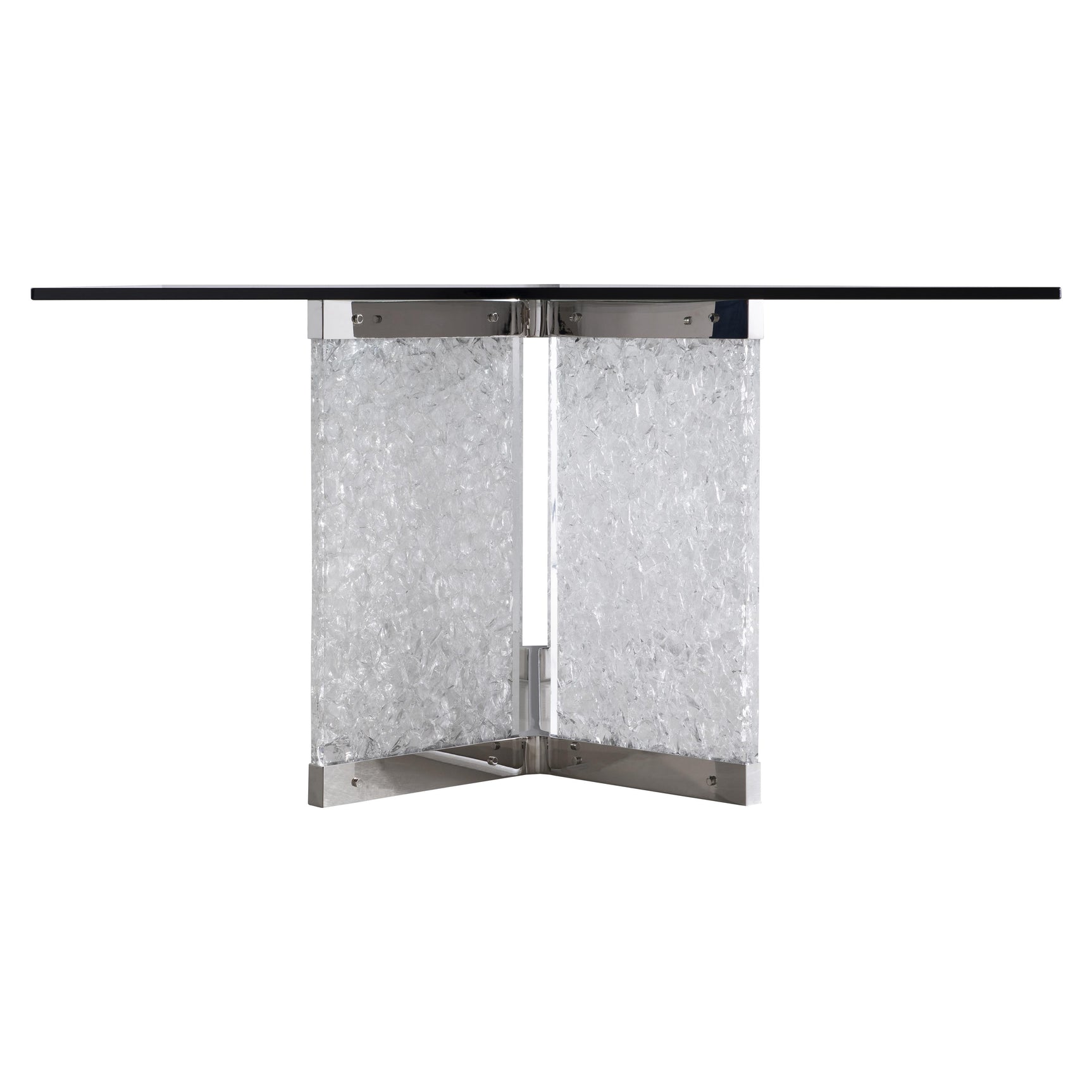 Andorra Clear/Crystal Glass Dining Table - Ornate Home