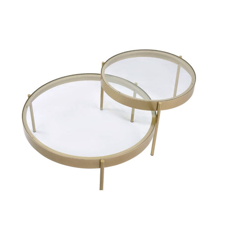 Andover Clear Glass & Gold Finish Nesting Table (Set of 2) - Ornate Home