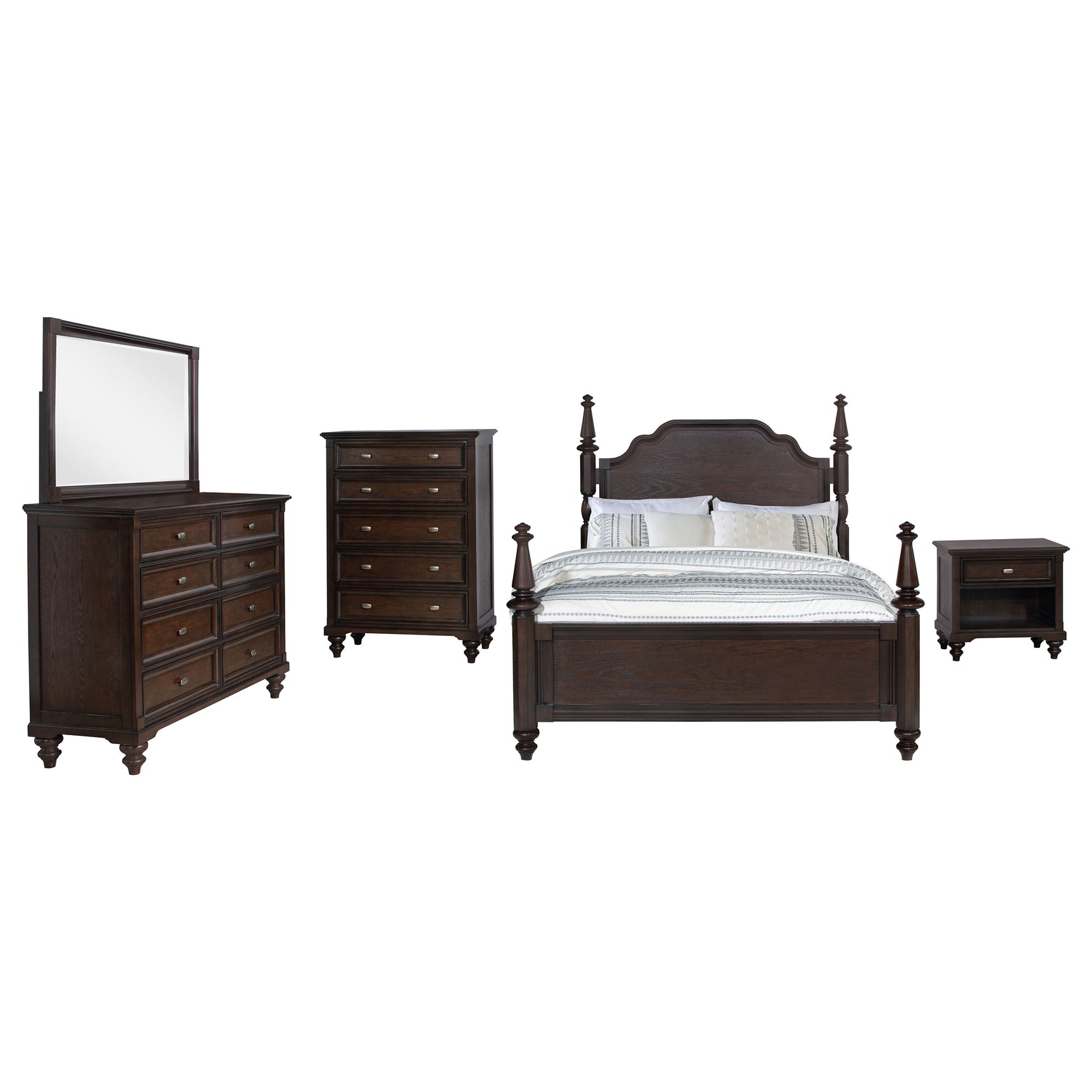 Andover Dark Oak 5-piece Eastern King Bedroom Set - Ornate Home