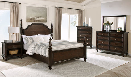 Andover Dark Oak 63-inch Four Poster Queen Bed - Ornate Home