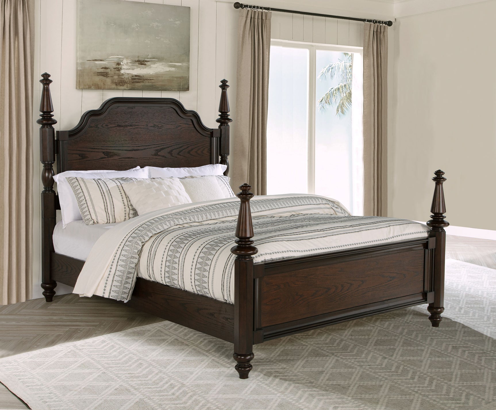Andover Dark Oak California King Four-Poster Bed - Ornate Home