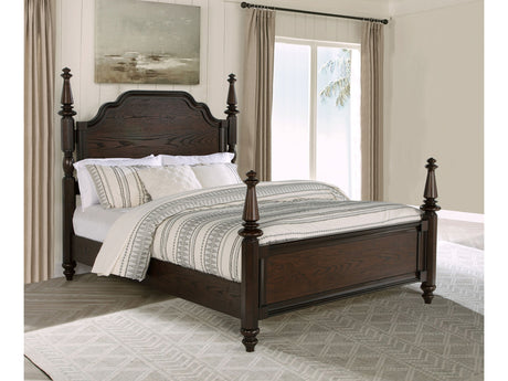 Andover Dark Oak Eastern King Four-Poster Bed - Ornate Home