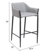 Andover Slate Gray Barstool - Ornate Home