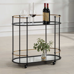Andre Black/Brass Iron Bar Cart - Ornate Home