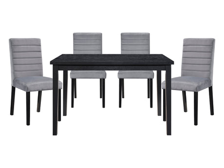 Andreas Black / Gray 5-piece Dinig Table Set - Ornate Home