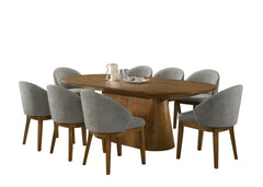 Andrew Walnut 88" 9-Piece Oval Dining Set
