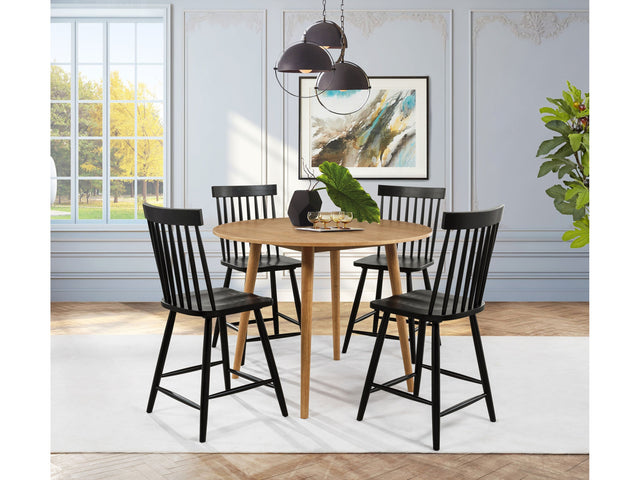 Andrews Black/Light Ash 5-piece Round Counter Dining Set - Ornate Home
