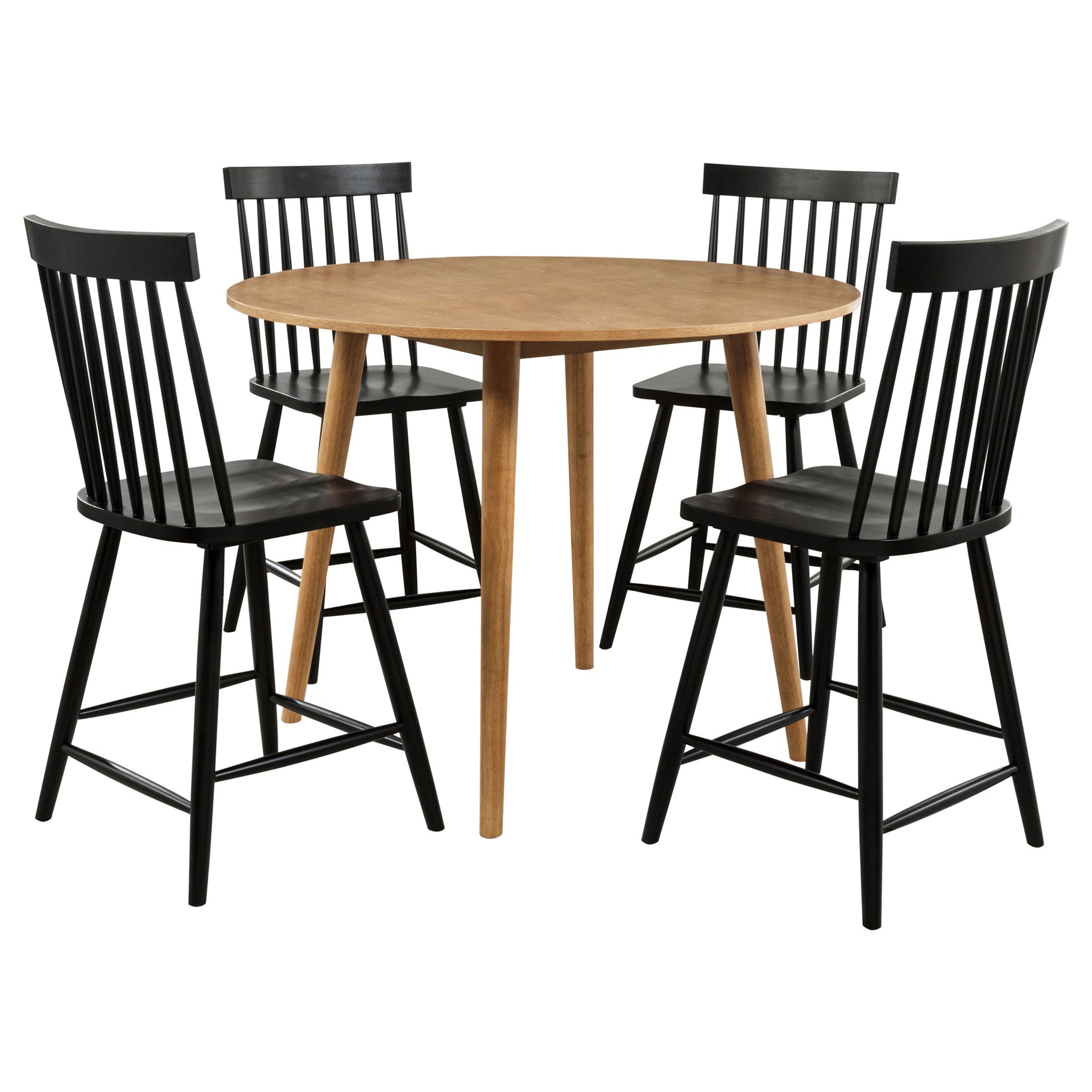 Andrews Black/Light Ash 5-piece Round Counter Dining Set - Ornate Home