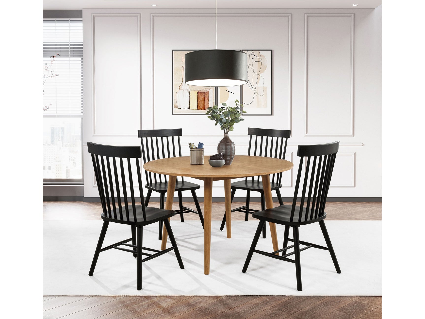 Andrews Black/Light Ash 5-piece Round Dining Table Set - Ornate Home