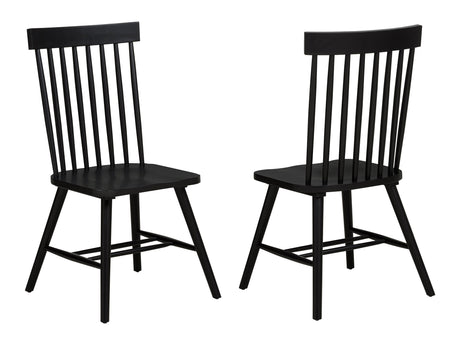 Andrews Black Windsor Spindle Back Dining Side Chair (Set of 2) - Ornate Home