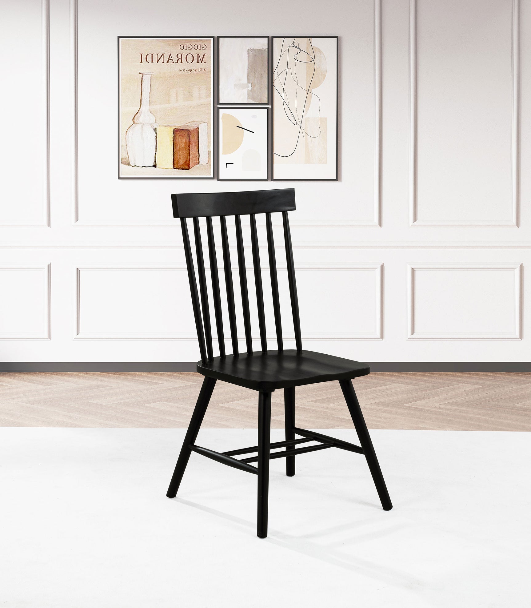 Andrews Black Windsor Spindle Back Dining Side Chair (Set of 2) - Ornate Home