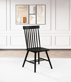 Andrews Black Windsor Spindle Back Dining Side Chair (Set of 2) - Ornate Home