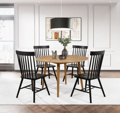 Andrews Black Windsor Spindle Back Dining Side Chair (Set of 2) - Ornate Home
