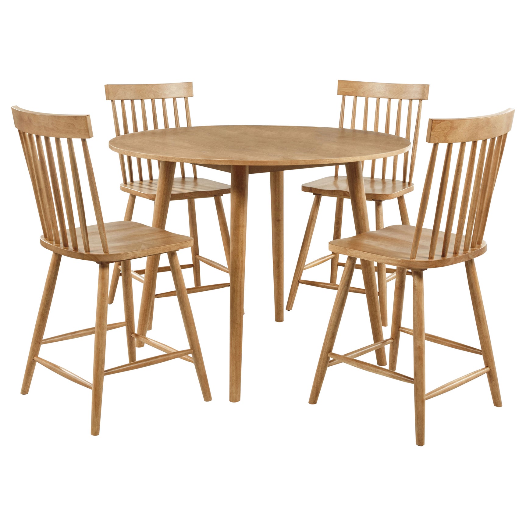 Andrews Light Ash 5-piece Round Counter Height Dining Set - Ornate Home