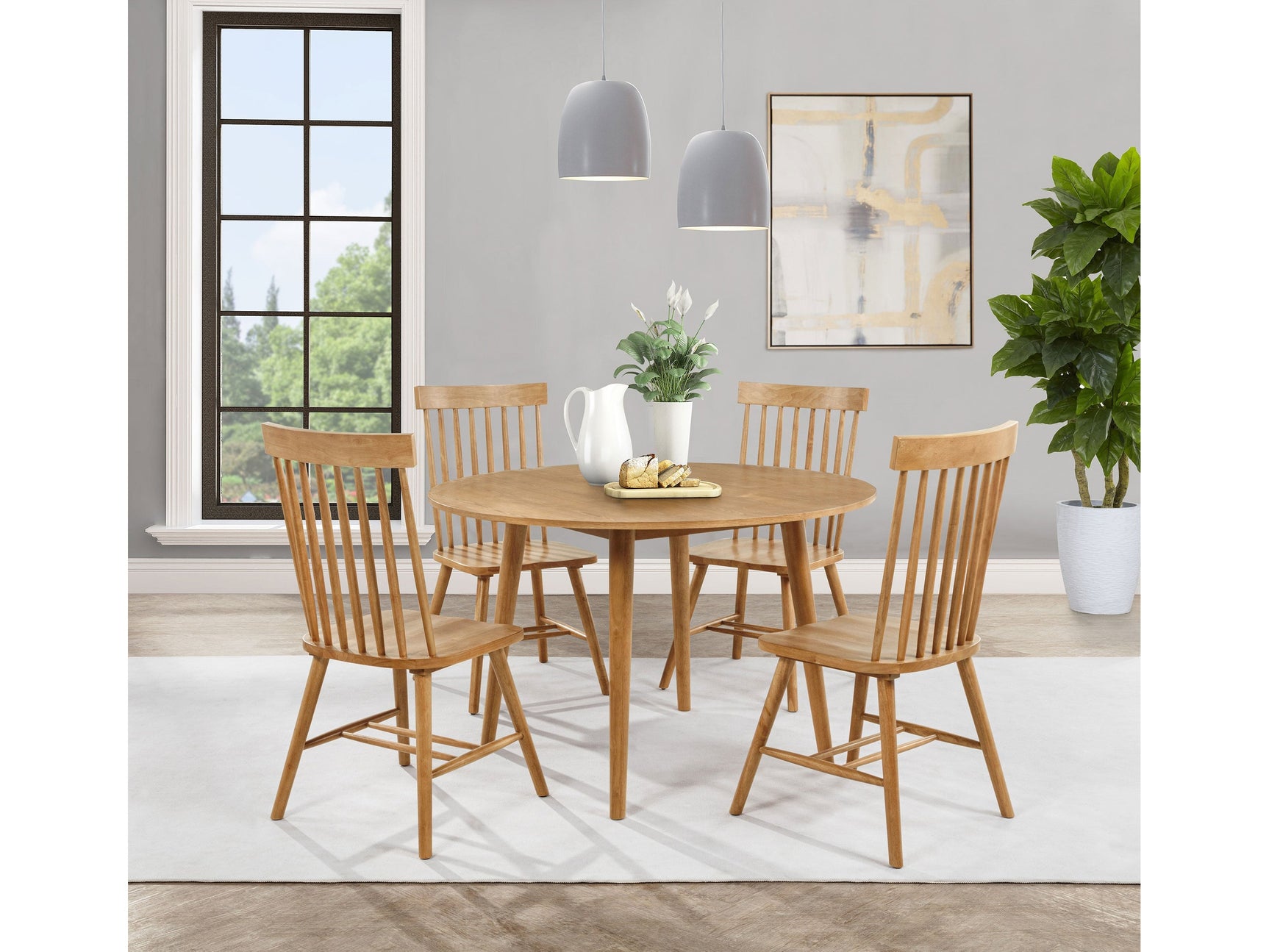 Andrews Light Ash 5-piece Round Wood Dining Room Table Set - Ornate Home