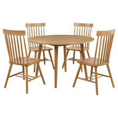 Andrews Light Ash 5-piece Round Wood Dining Room Table Set - Ornate Home