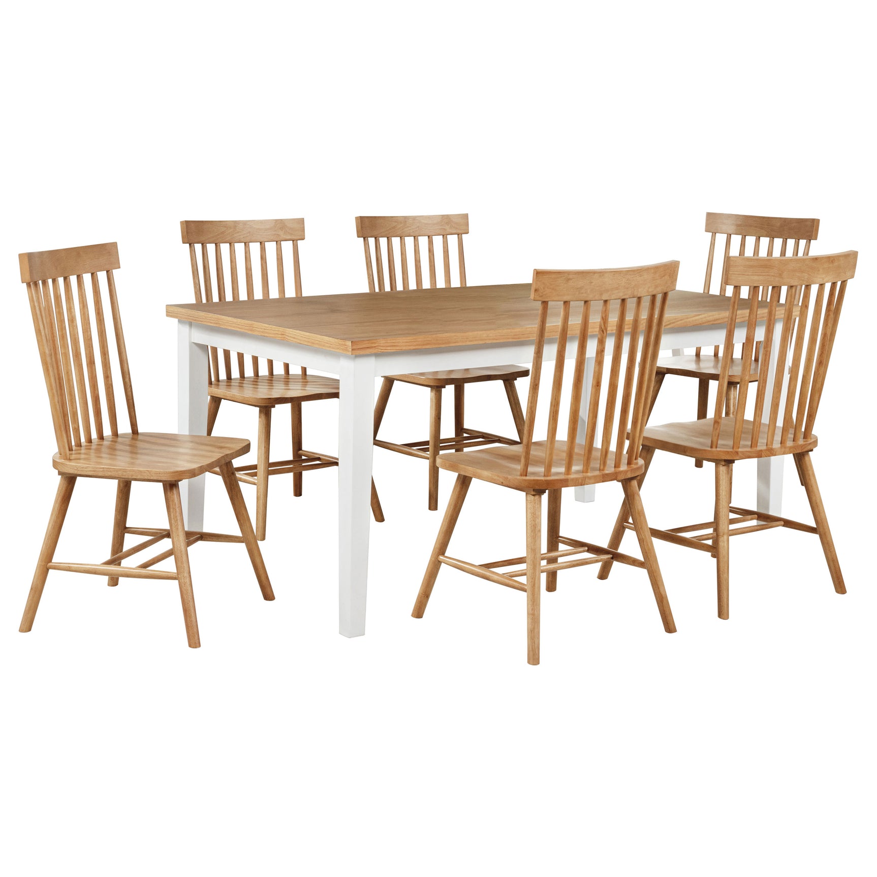 Andrews Light Ash/White 7-piece Rectangular Dining Set - Ornate Home