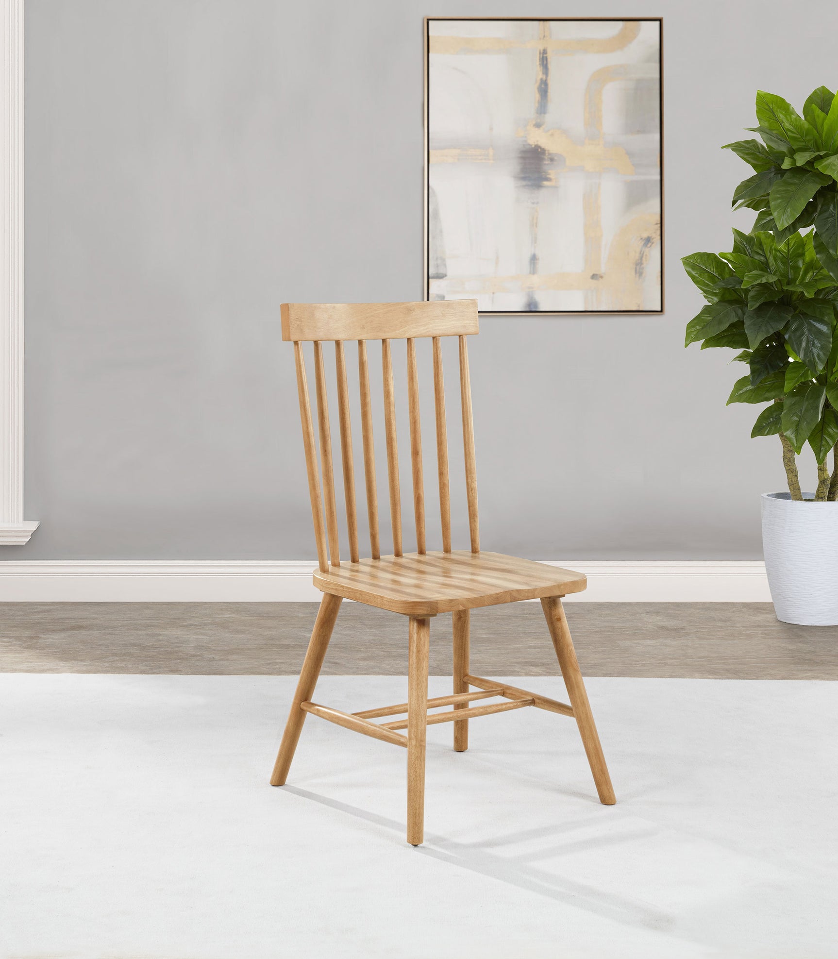 Andrews Light Ash Windsor Spindle Back Dining Side Chair (Set of 2) - Ornate Home