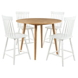 Andrews White/Light Ash 5-piece Round Counter Dining Set - Ornate Home