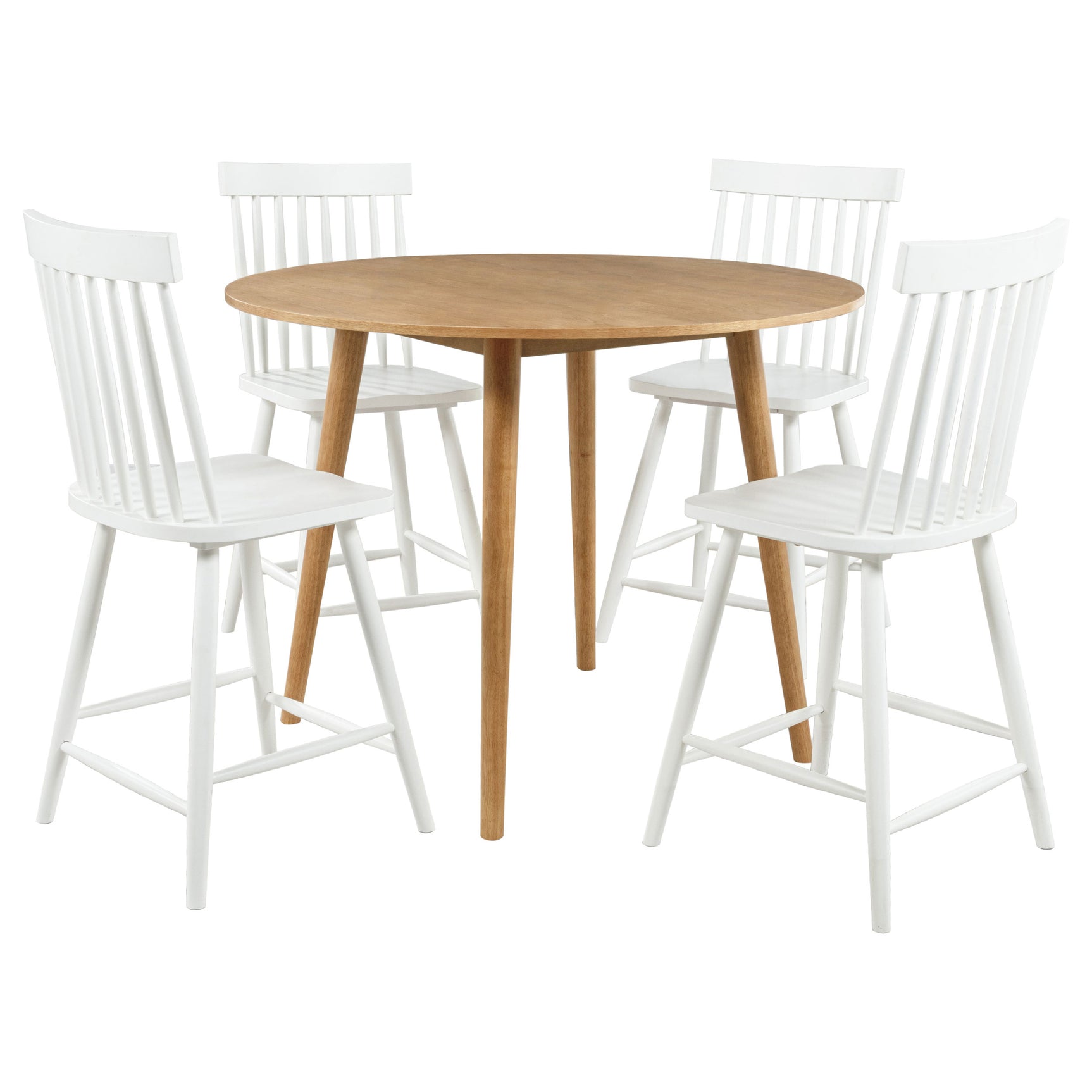Andrews White/Light Ash 5-piece Round Counter Dining Set - Ornate Home