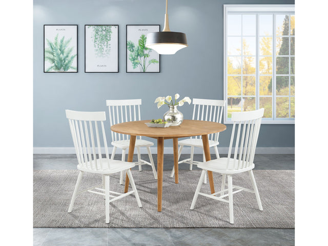 Andrews White/Light Ash 5-piece Round Dining Table Set - Ornate Home