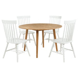 Andrews White/Light Ash 5-piece Round Dining Table Set - Ornate Home